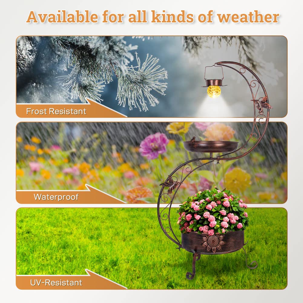 VEWOGARDEN metal bird bath showing rust-resistant finish
