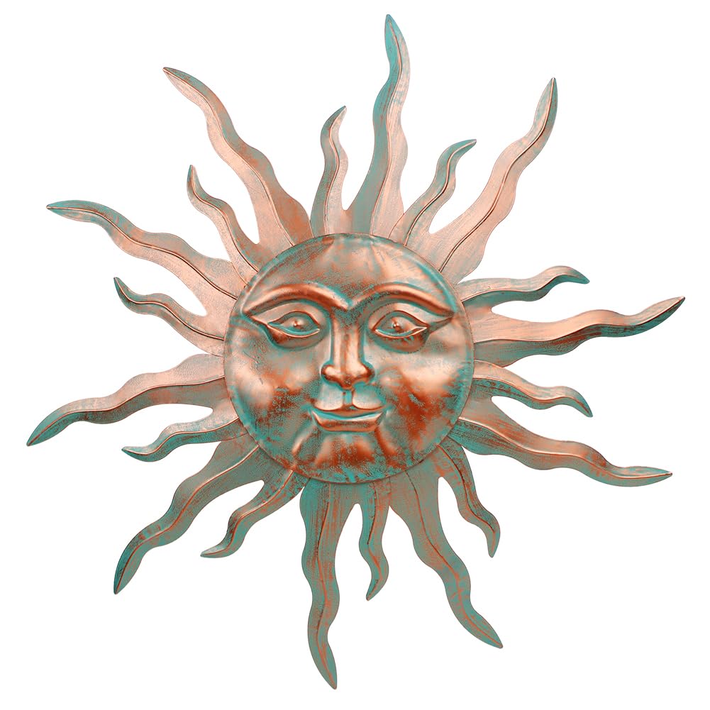 VEWOGARDEN metal sun wall decor, 30-inch diameter, ideal for inviting patio or garden spaces.