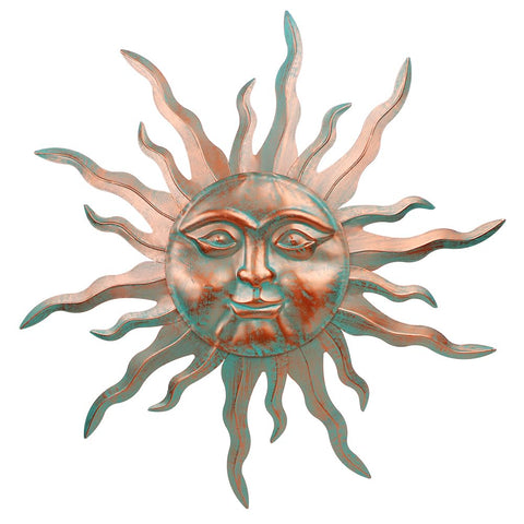 VEWOGARDEN metal sun wall decor, 30-inch diameter, ideal for inviting patio or garden spaces.