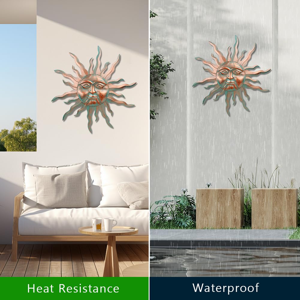 VEWOGARDEN sun wall art is easy to mount with simple hanging holes.
