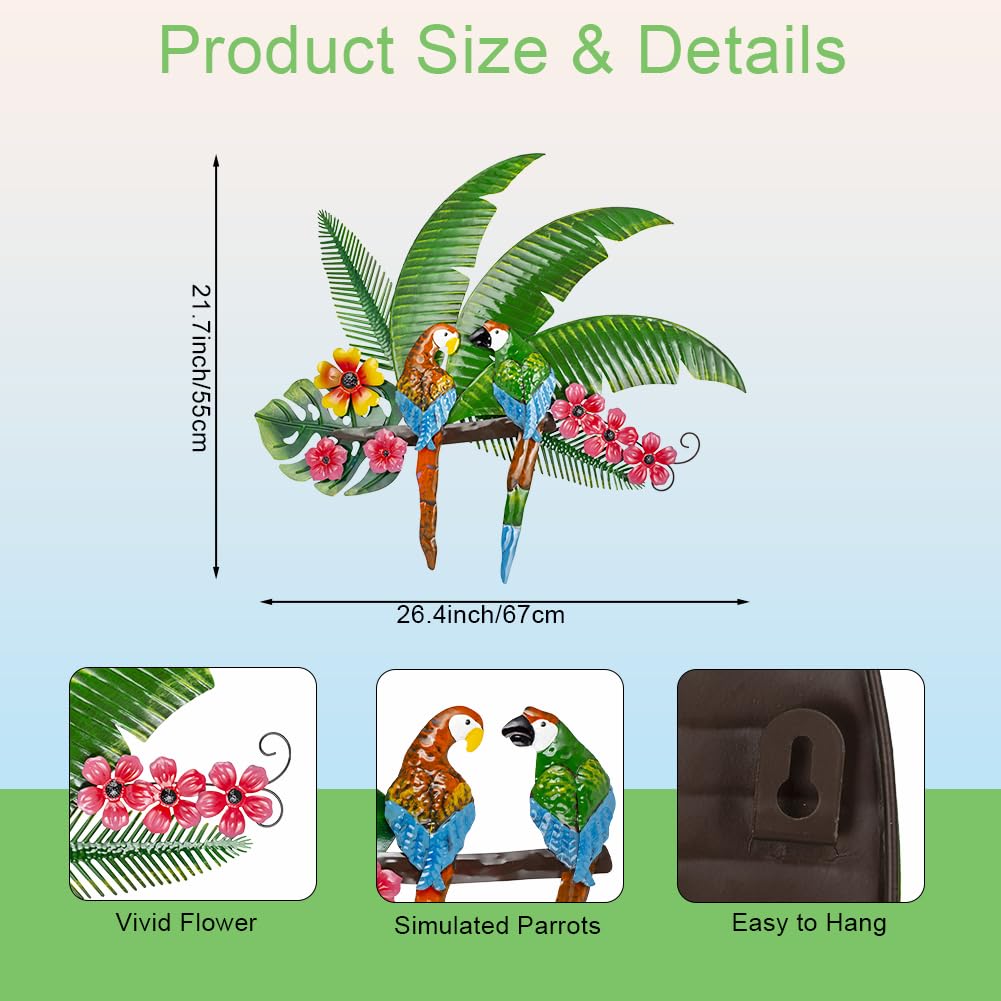 VEWOGARDEN tropical palm fronds metal wall art enhances garden walls