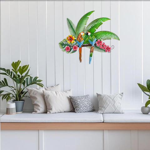 VEWOGARDEN vibrant parrots 3D metal wall art adds depth to living spaces