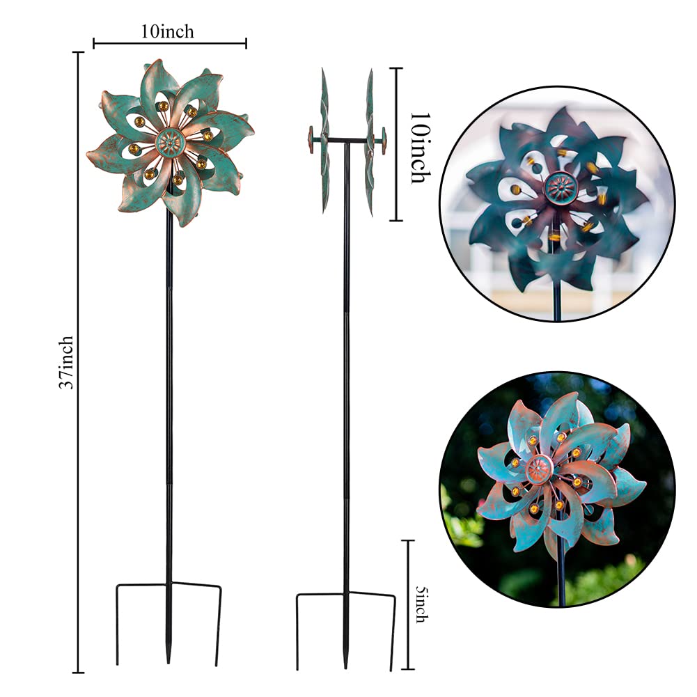 VEWOGARDEN colorfully spinning wind spinner creates a captivating garden focal point