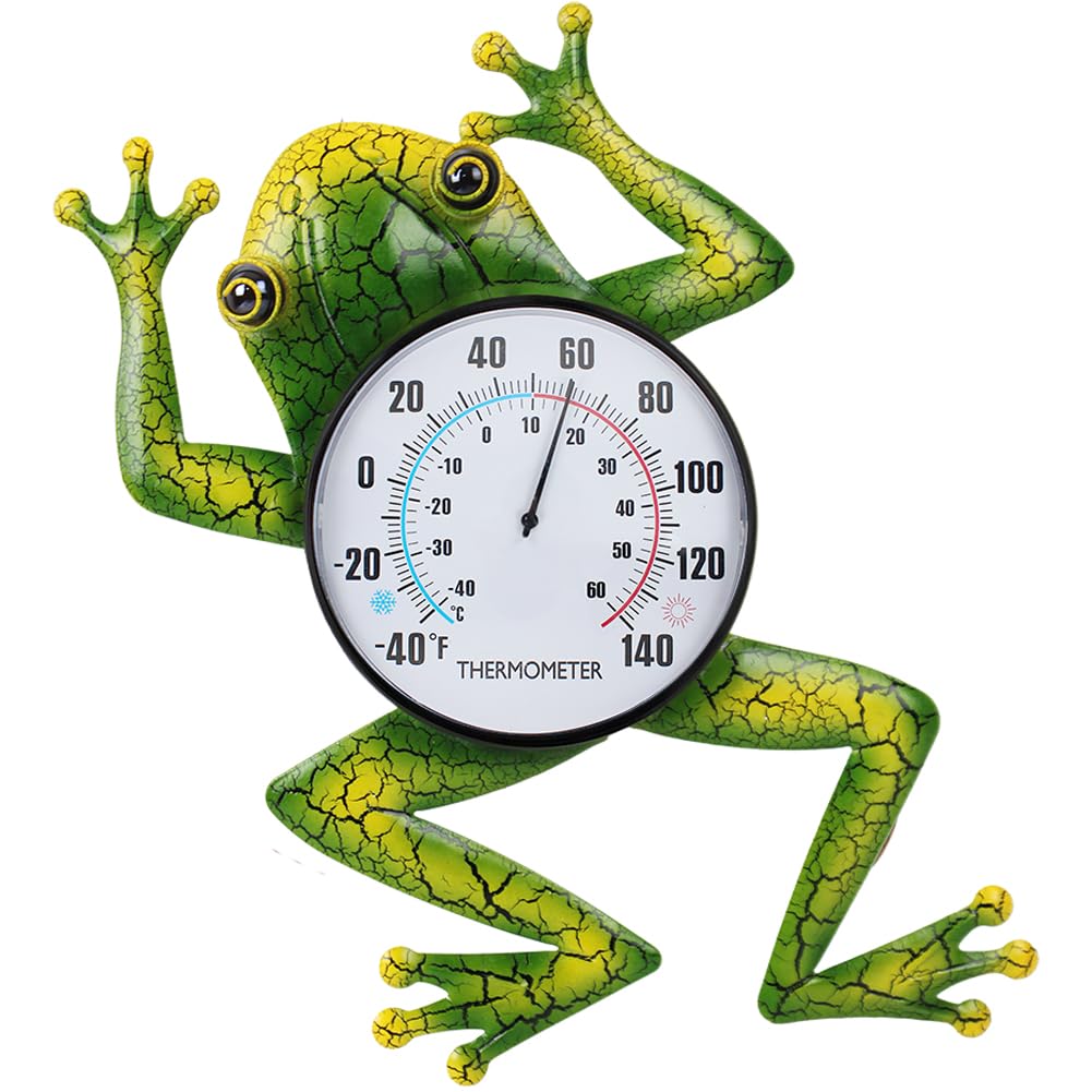 VEWOGIFT frog thermometer dial shows clear outdoor temperature at a glance