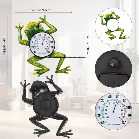 VEWOGIFT frog thermometer metal frame adds sturdy wall decor