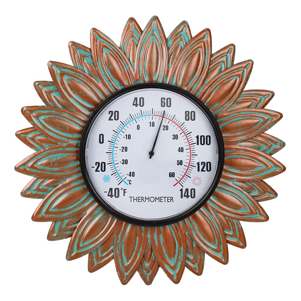 VEWOGIFT Sunflower Thermometer dial closeup with easy-to-read numbers