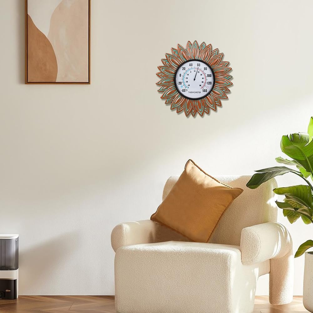 VEWOGIFT Sunflower Thermometer wall-mounted design for decor and temperature