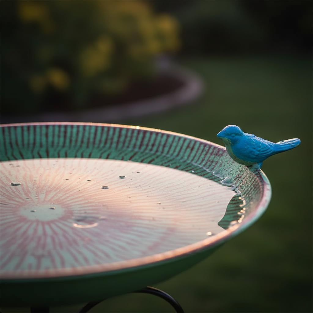 VEWOSTAR bird bath close-up of rust-proof finish; durable against weather.
