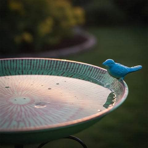 VEWOSTAR bird bath close-up of rust-proof finish; durable against weather.