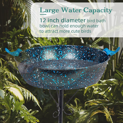 VEWOSTAR bird bath basin offers ample water space for drinking and bathing.