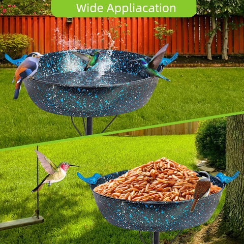 VEWOSTAR metal bird bath stands tall at 35 inches for a striking yard feature.