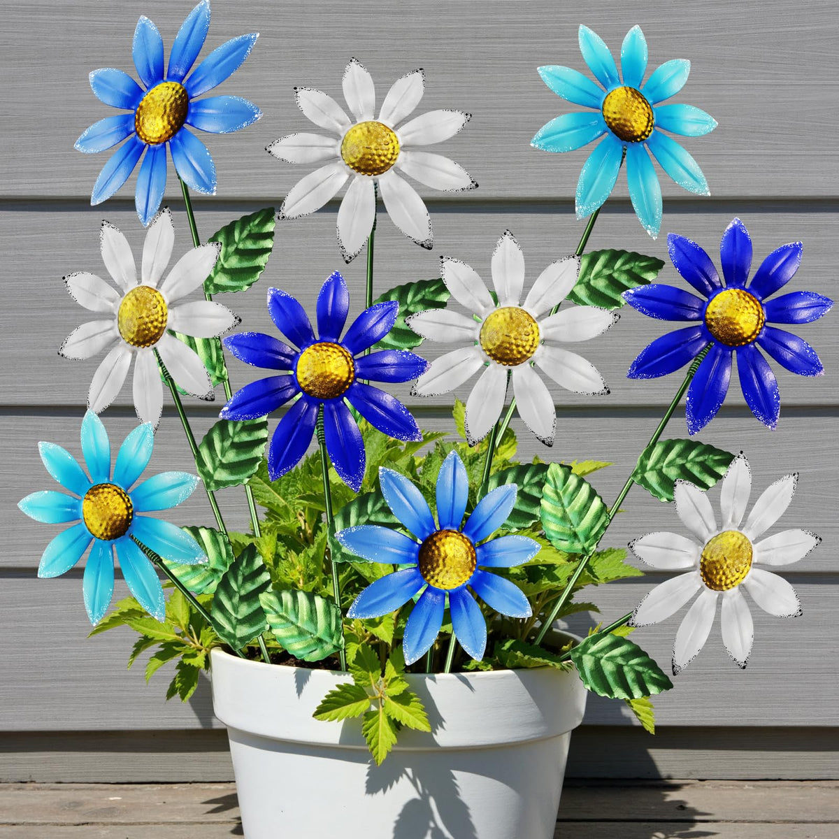 Vexercisehoop metal flowers outdoor stake 15.7 inch adds year-round color to your garden.