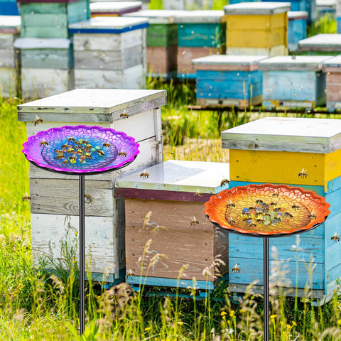 VeyFolzin.st bright yellow bee feeder enhances patio decor