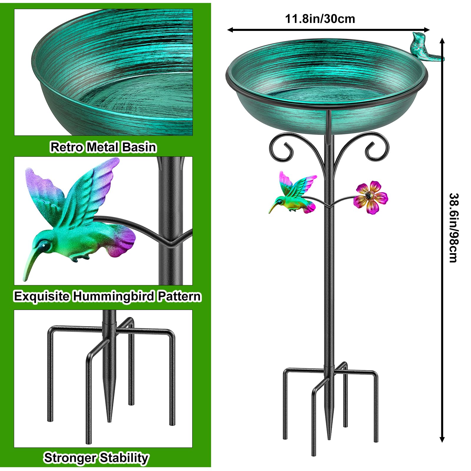 VeyFolzin.st detachable birdbath bowl for easy cleaning and refilling.