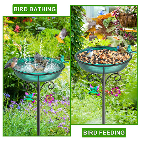 VeyFolzin.st freestanding birdbath stand provides stable garden placement.