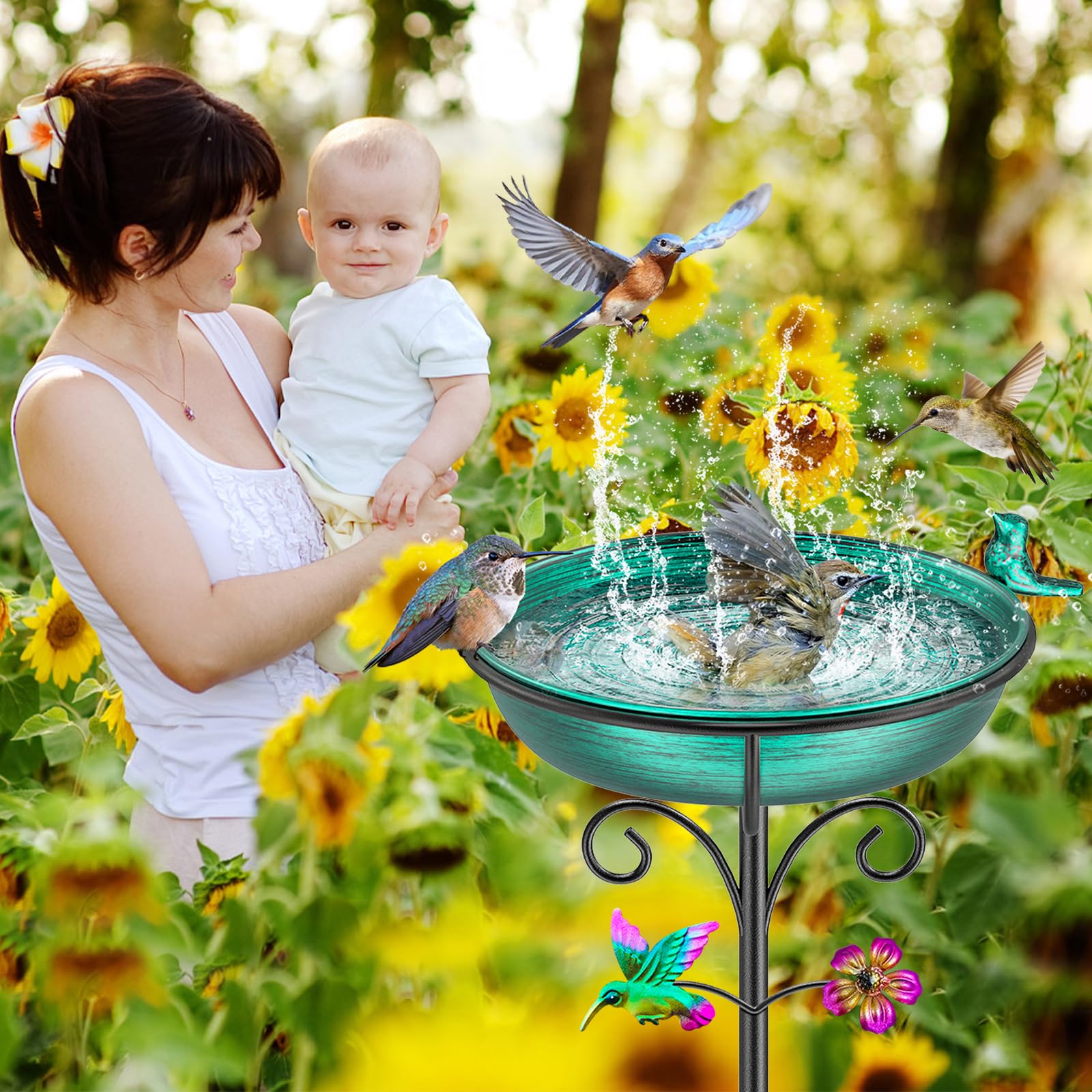 VeyFolzin.st garden decor birdbath enhances curb appeal while inviting birds.