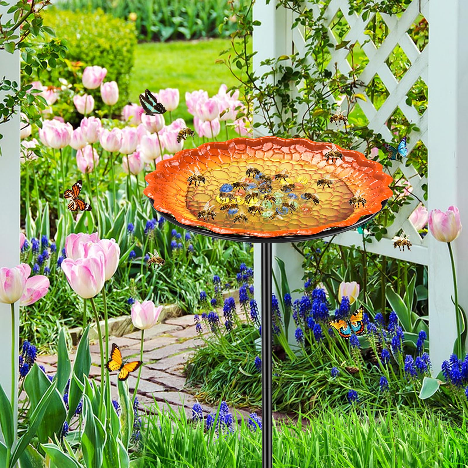 VeyFolzin.st outdoor setup serves as bird bath for yard birds