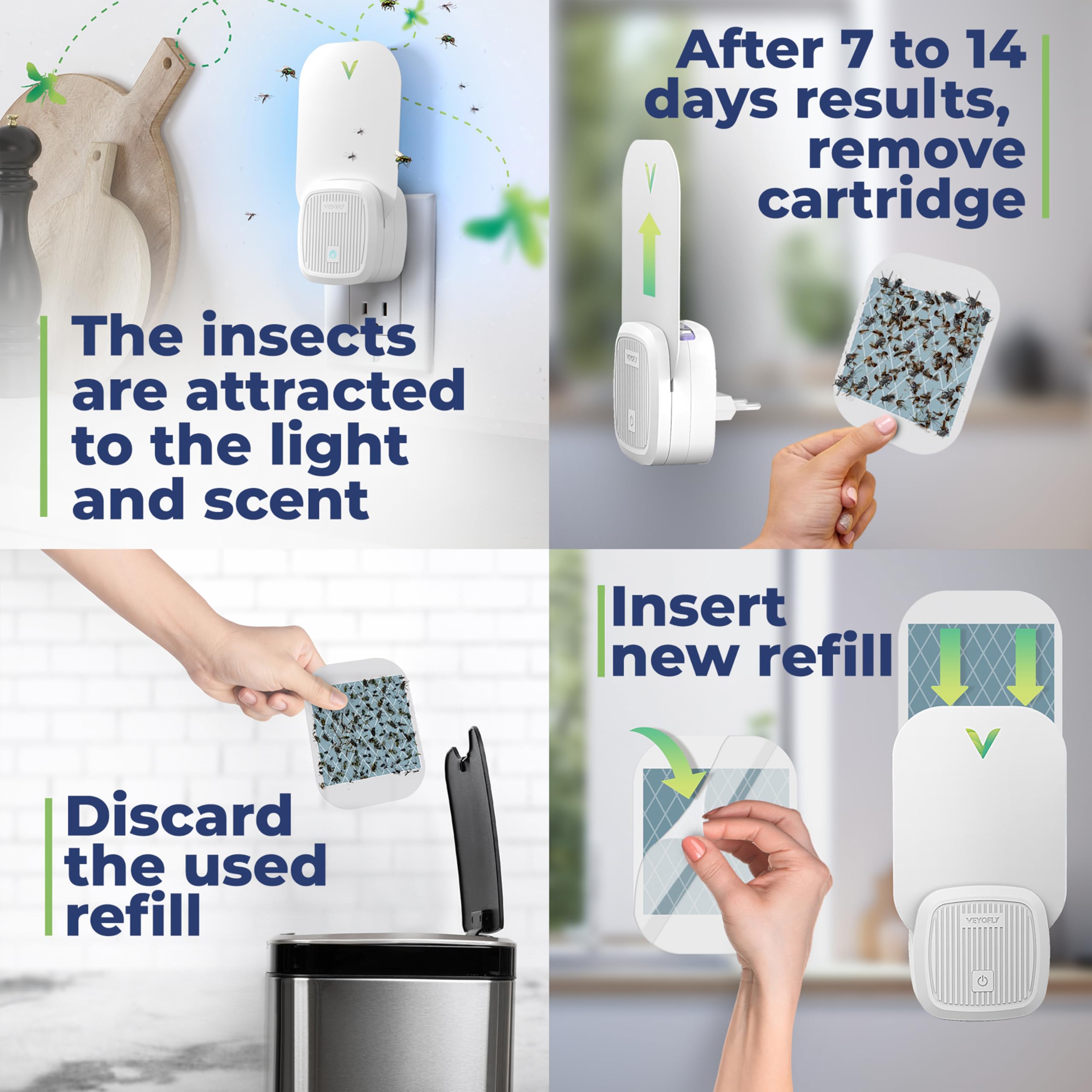 Close-up of VEYOFLY adhesive card capturing tiny pests