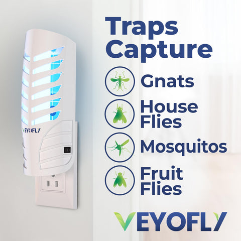 VEYOFLY trap with light glow illustrating nighttime lure capability.