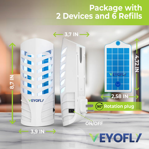 Plug-in VEYOFLY installation shown in a wall outlet setup for easy use.