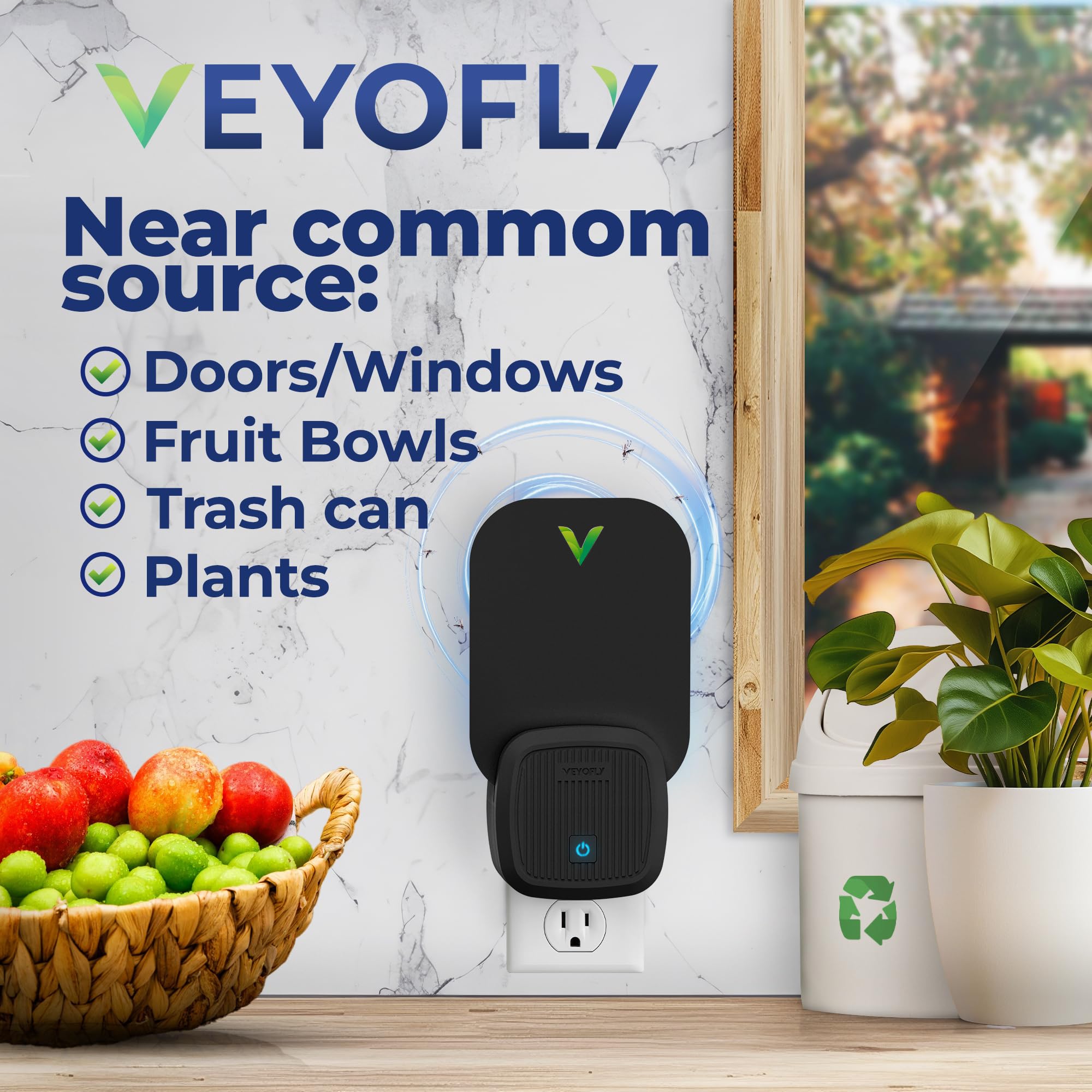 VEYOFLY in-use kitchen setup demonstrating quiet operation and pest control