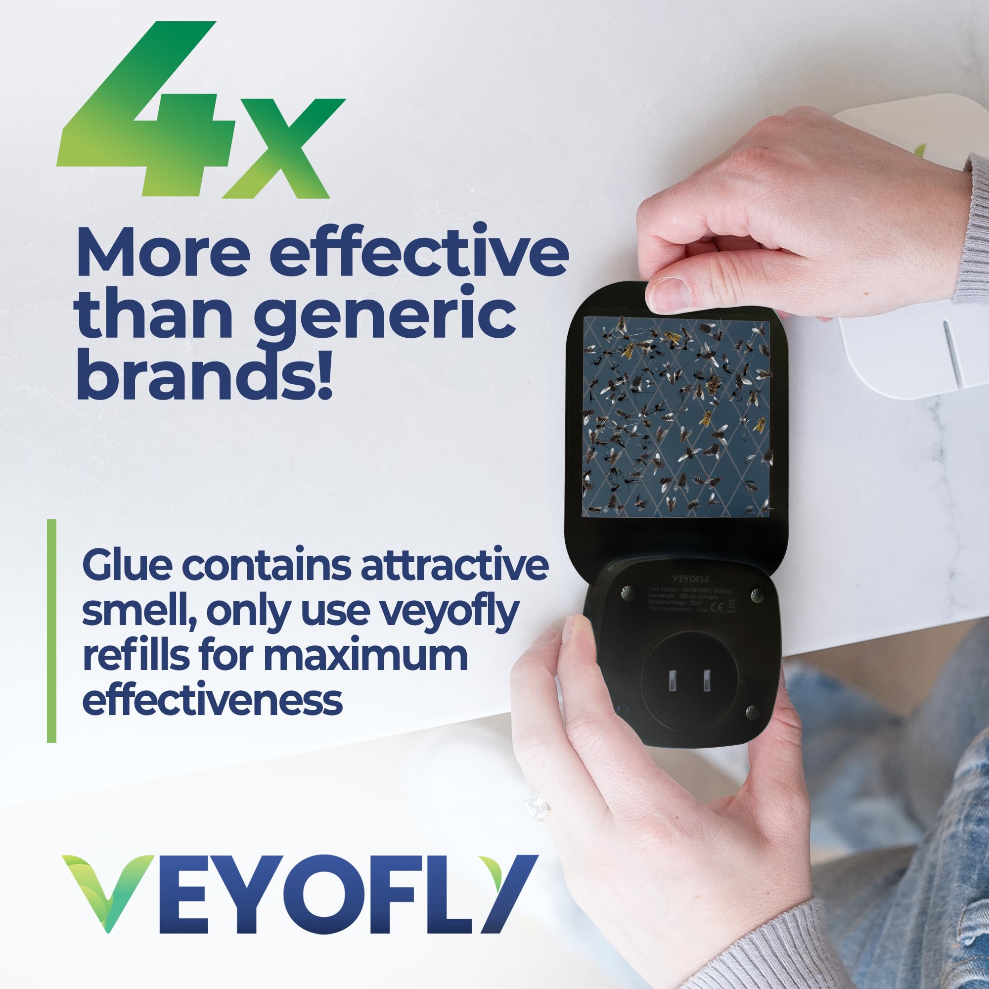 VEYOFLY office-use image suggests daytime low-noise trap at work