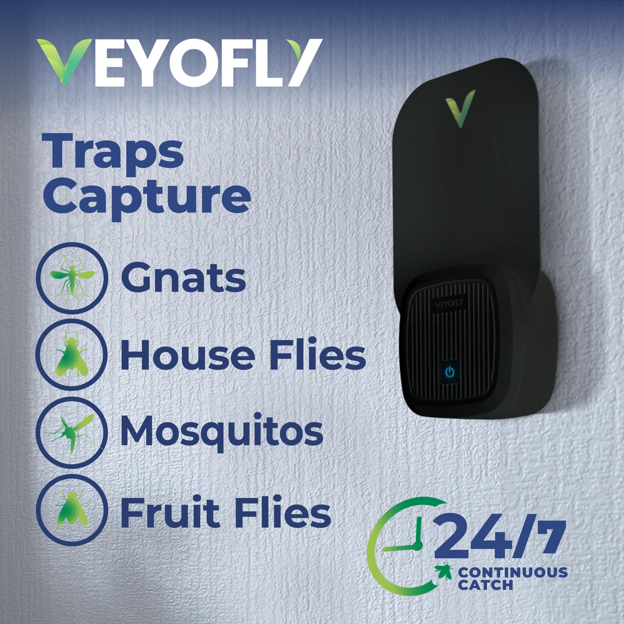 VEYOFLY fly trap side view showing slim, stylish housing fits home decor