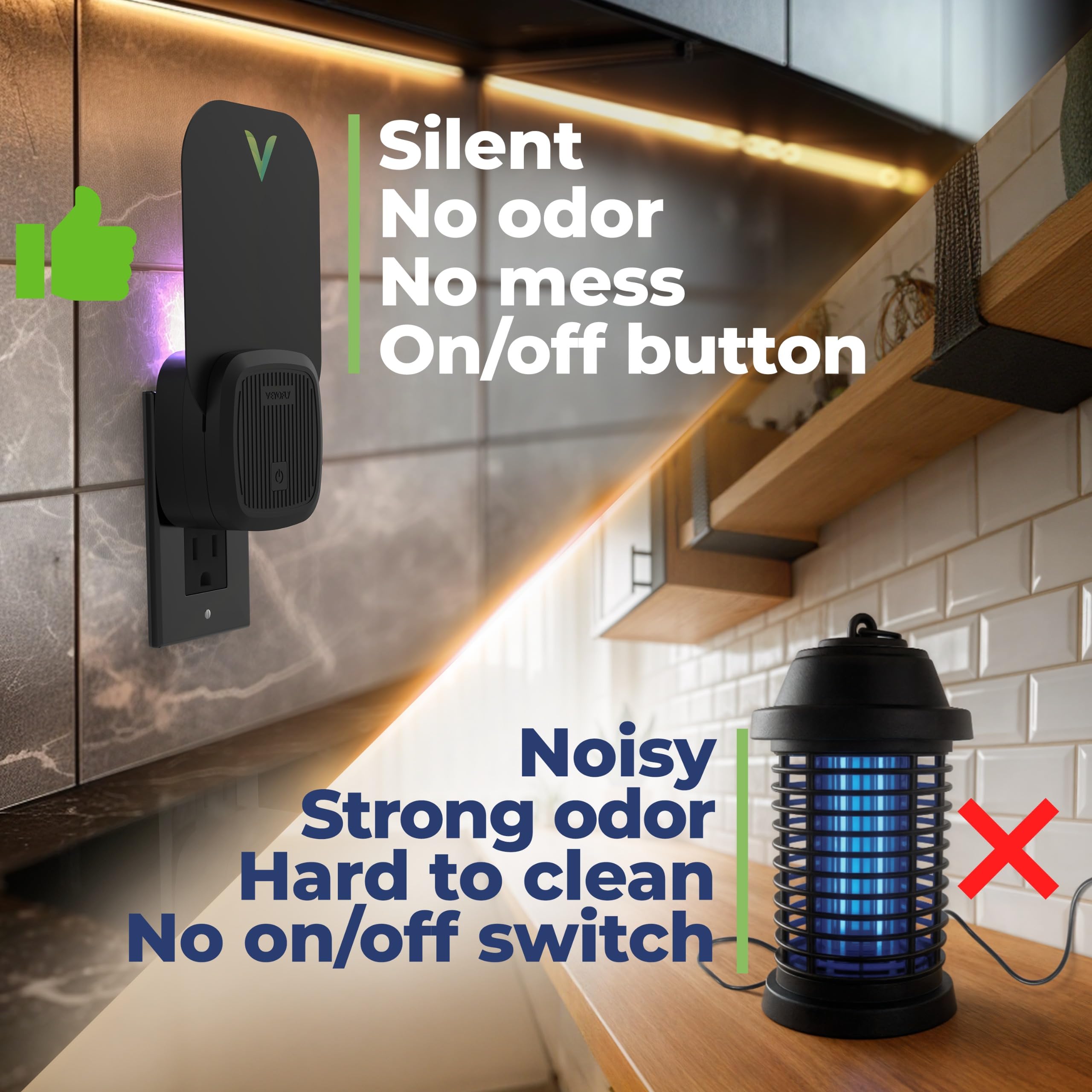 VEYOFLY wall-attachment reveal showing adhesive cards trapped insects out of sight