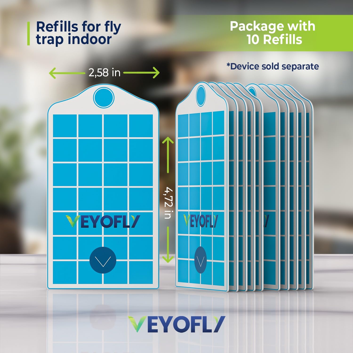 VEYOFLY plug-in trap refill slot shown for quick, easy replacement.