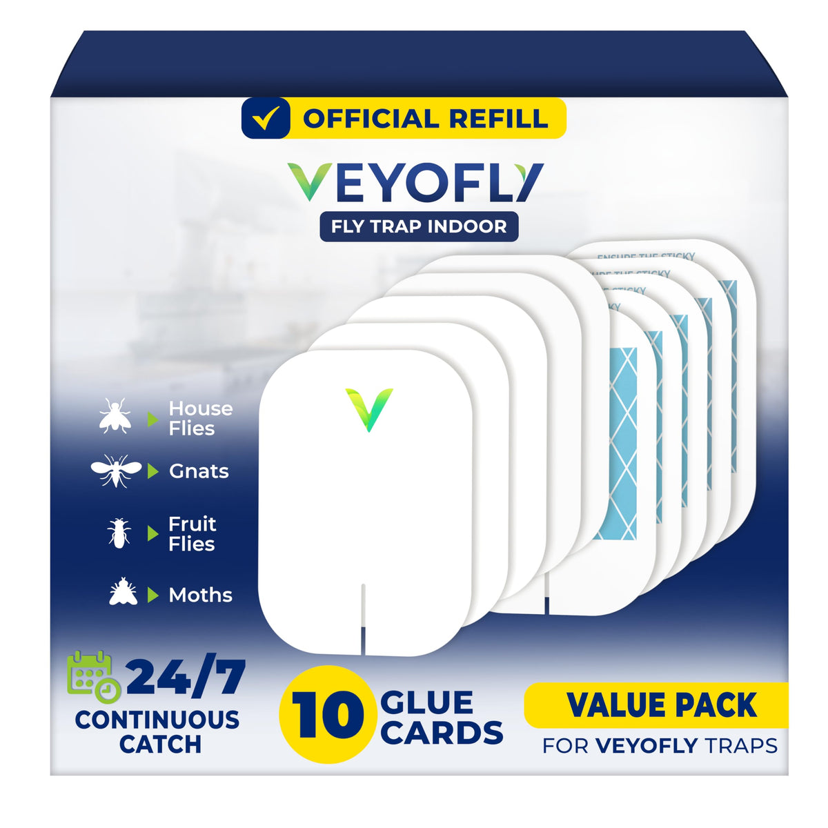 VEYOFLY refill board with ultra-sticky adhesive captures indoor fruit flies