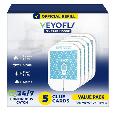 VEYOFLY fly-trap indoor refill with ultra-sticky glue board for quick pest capture