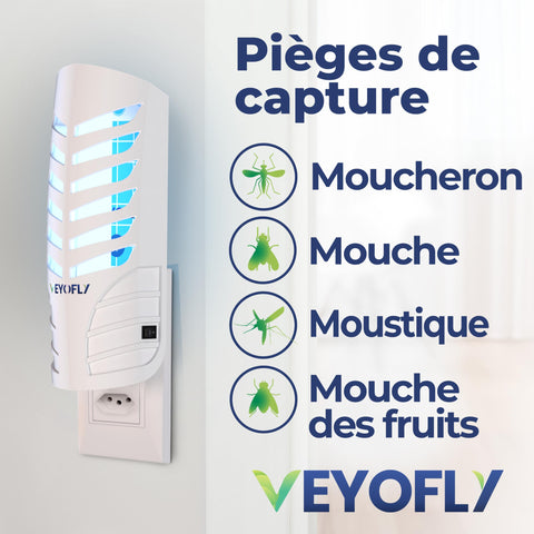 VEYOFLY plug-in insect trap with blue violet light attracts pests quietly