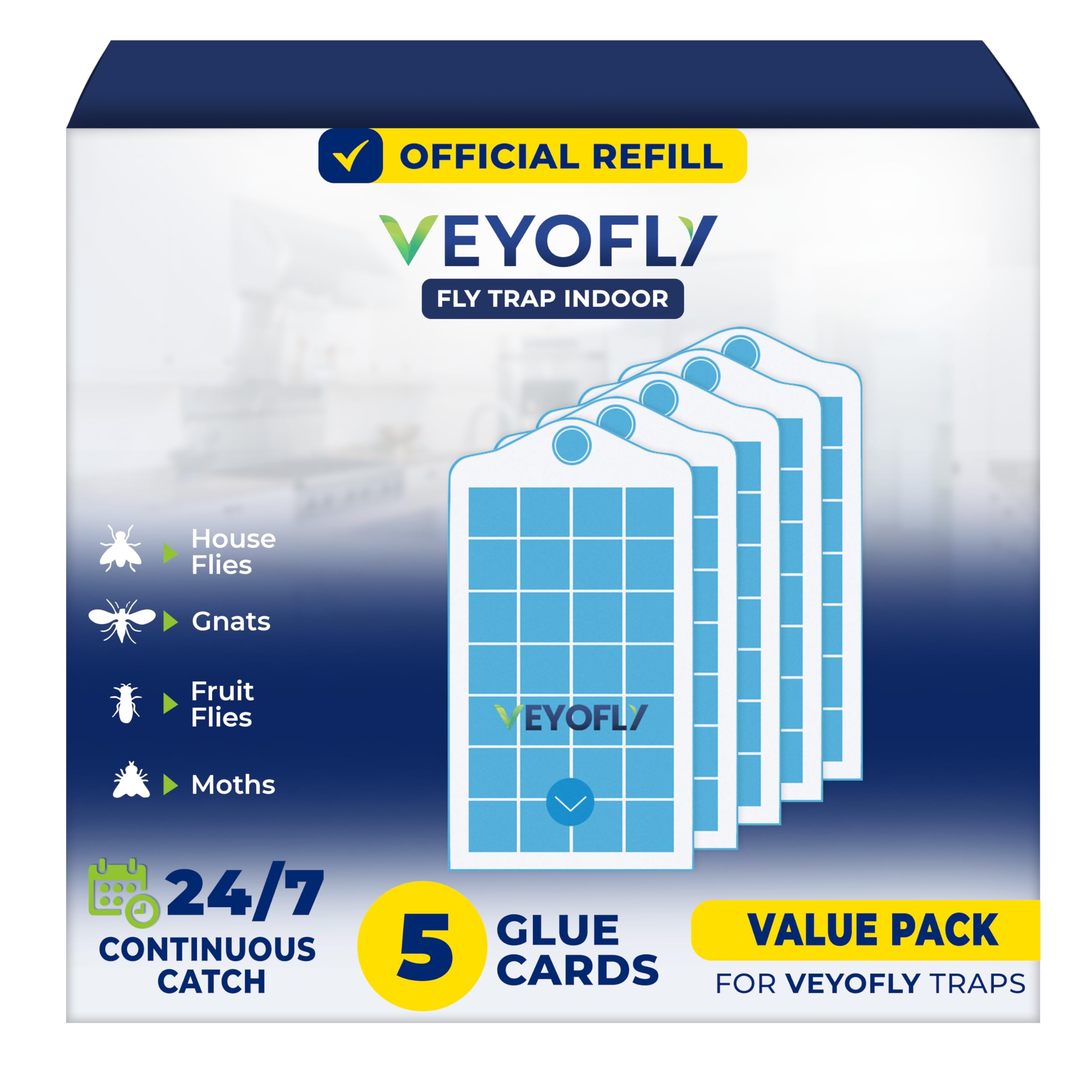 VEYOFLY ultra sticky refill glue board captures flies indoors with ease