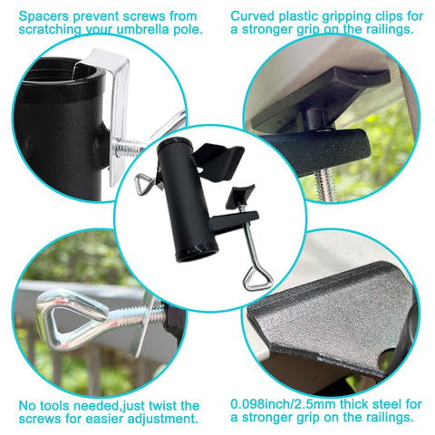 Vezuifoo metal umbrella clamp for bleachers offers sturdy shade during events
