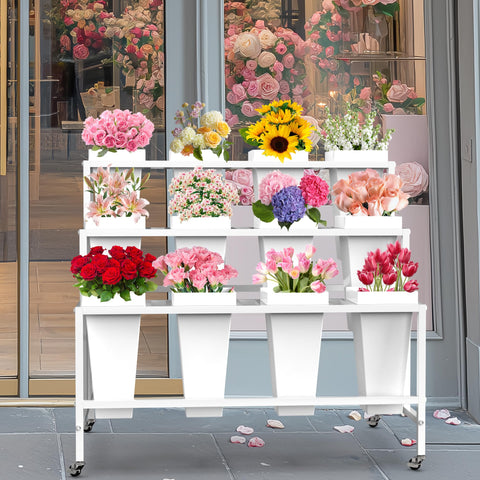 VGMiu flower cart wheels side view highlighting mobility