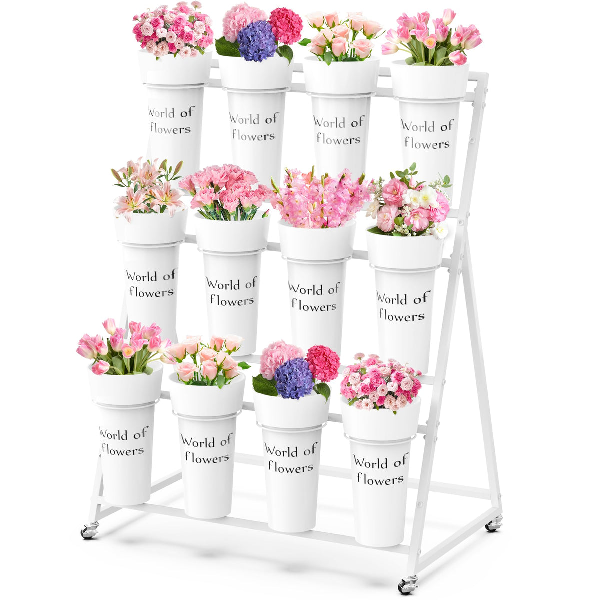 VGMiu flower display stand with three layers for elegant arrangements.