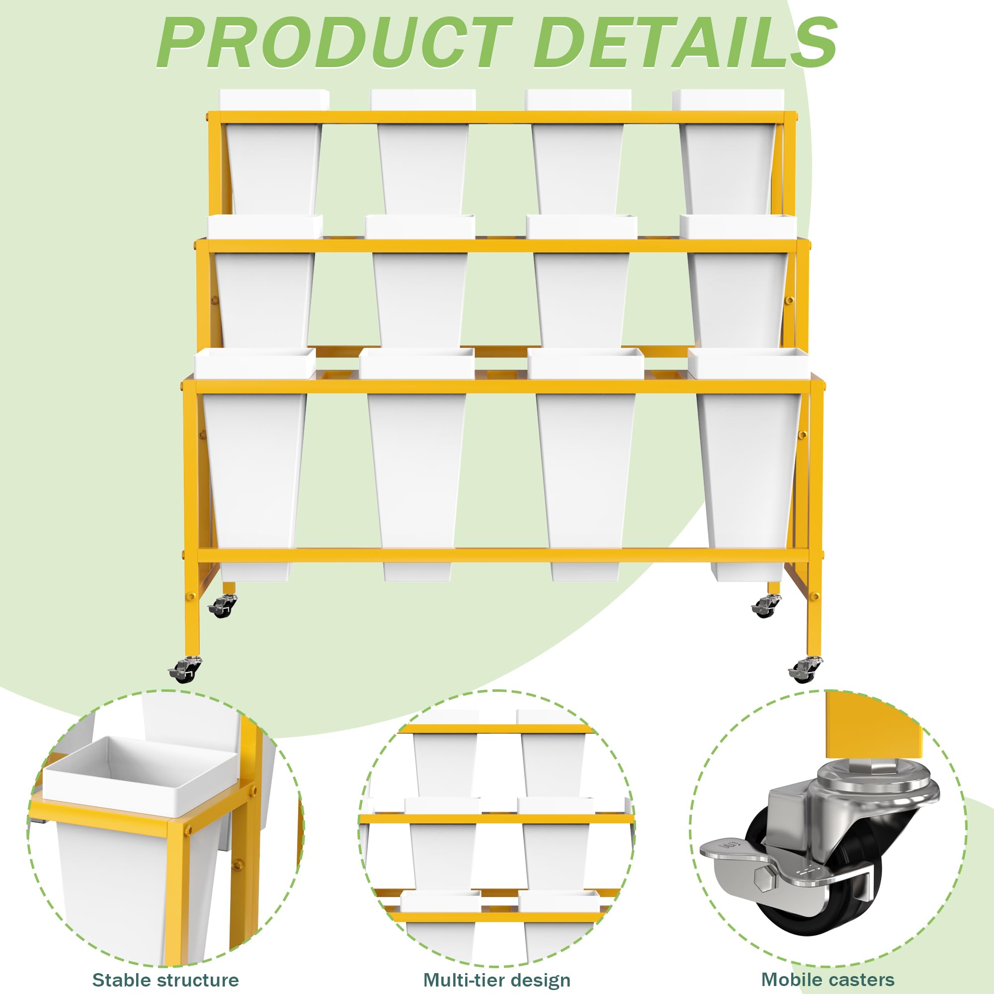 VGMiu indoor-friendly flower cart in gold, ideal for living rooms or shops