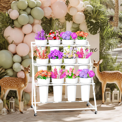 VGMiu wedding party flower display stand used as backdrop for decor