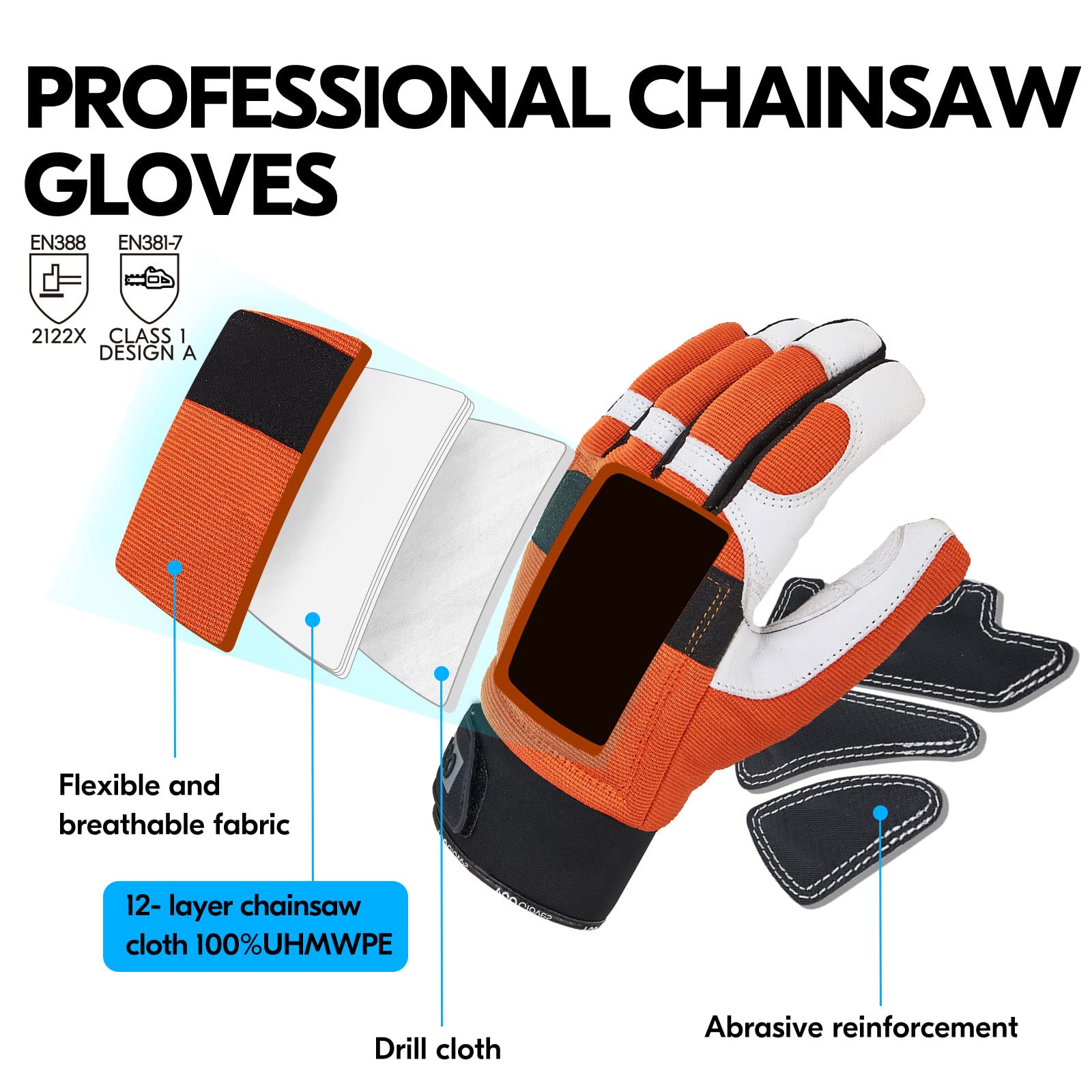 Vgo gloves feature bright orange back for quick visibility and dexterity