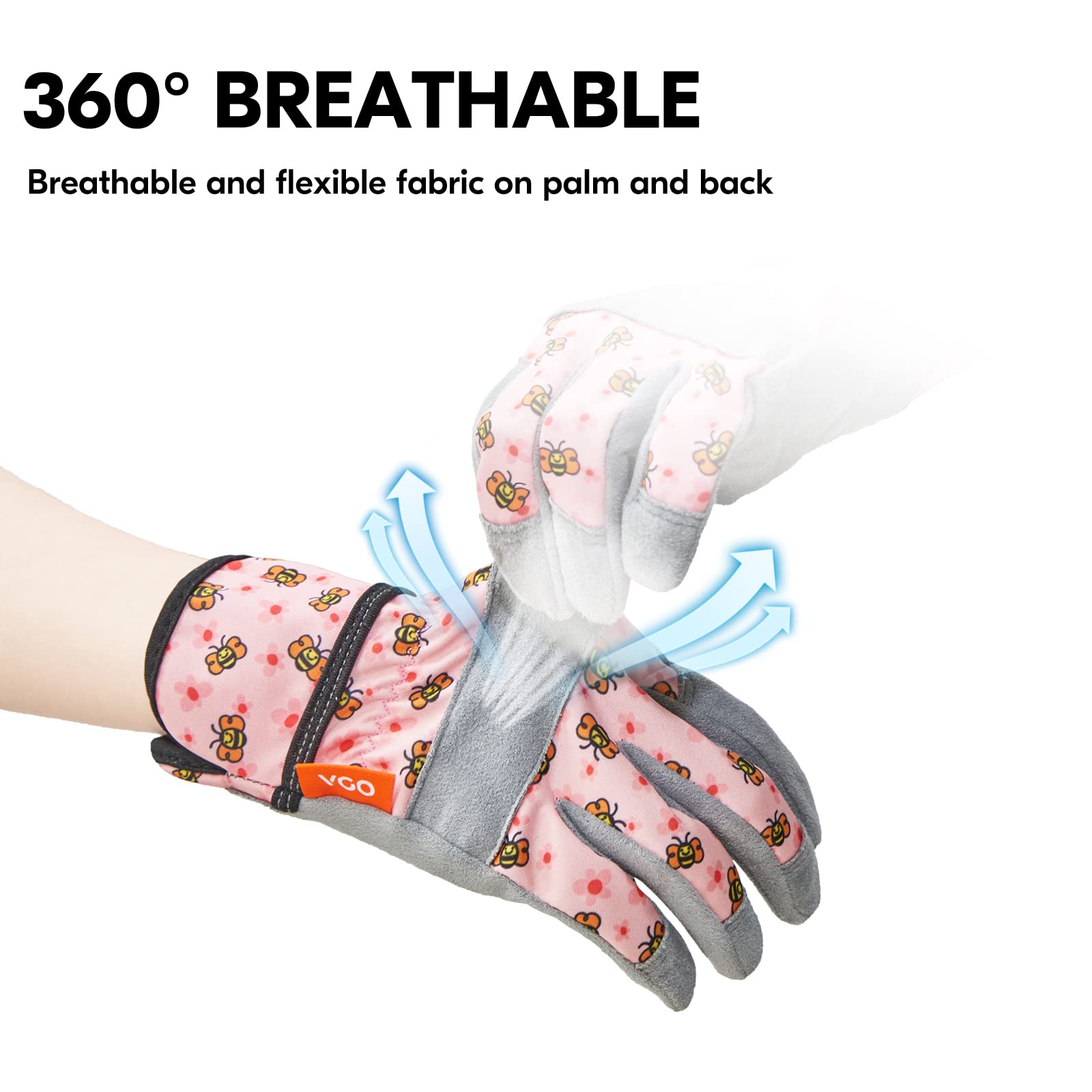 Vgo... ergonomic pre-curved fingers offer flexible movement for young gardeners