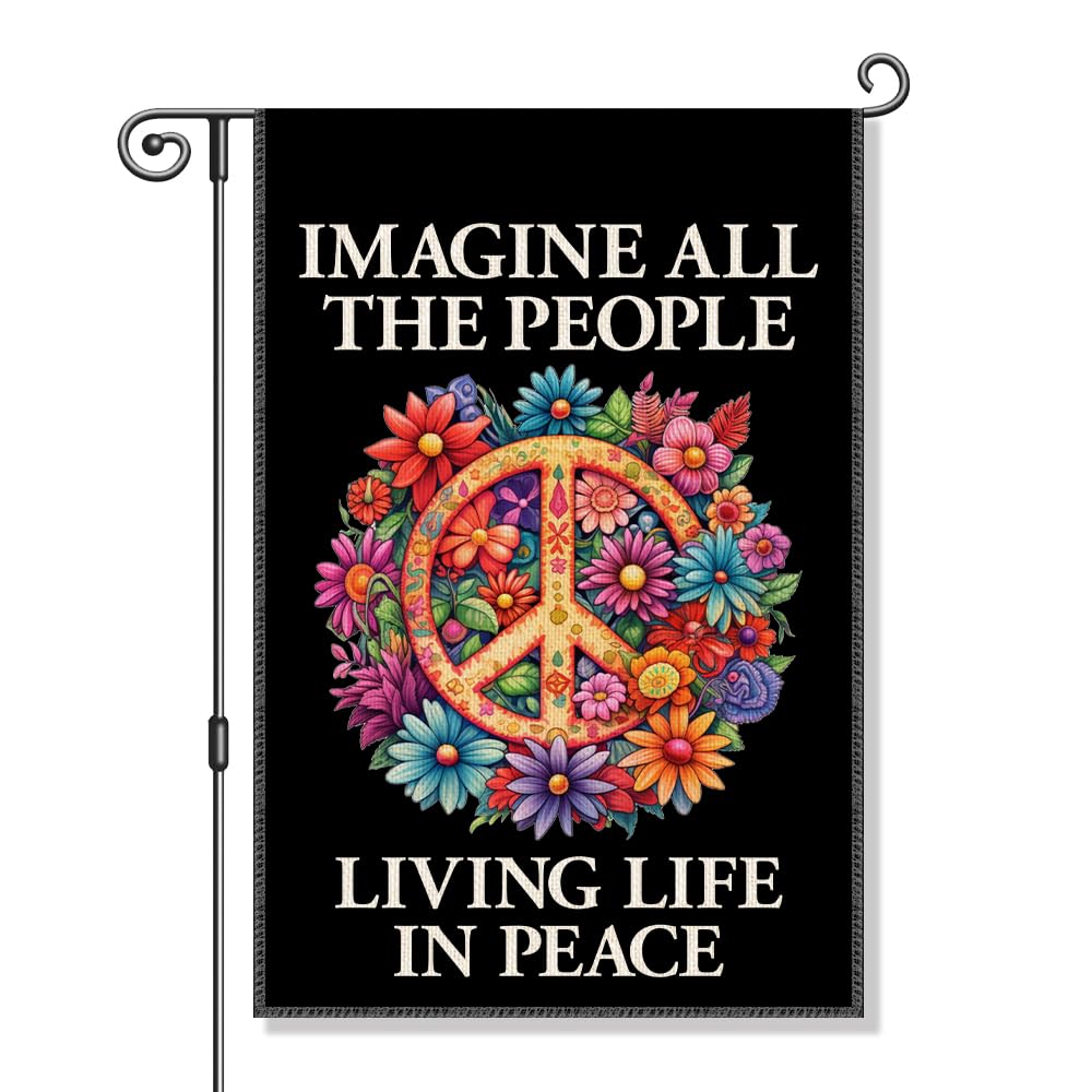 Vgrti Imagine All the People garden flag displays bold design to brighten outdoor spaces.