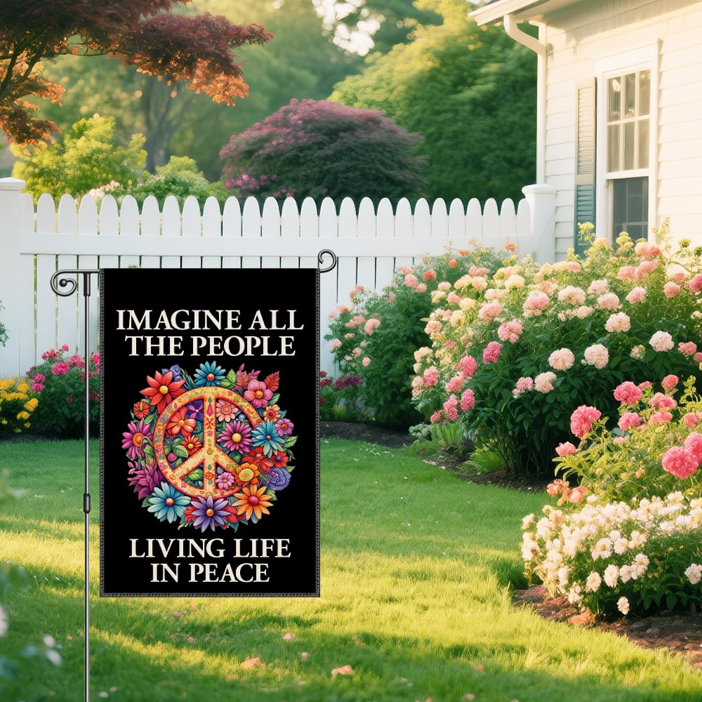 Vgrti peace sign garden banner for outdoor decor invites a peaceful vibe.