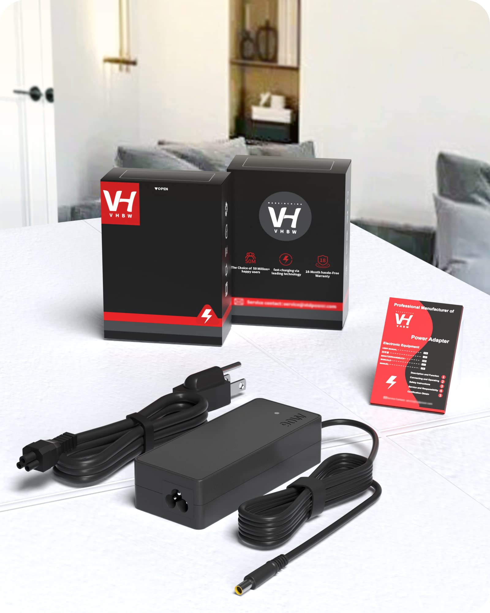 vhbw packaging includes quick start guide for easy setup.