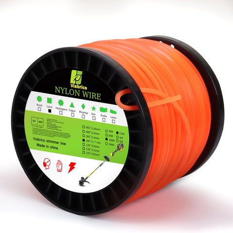 VIABRICO 105 trimmer line on orange spool boosts visibility during edging.