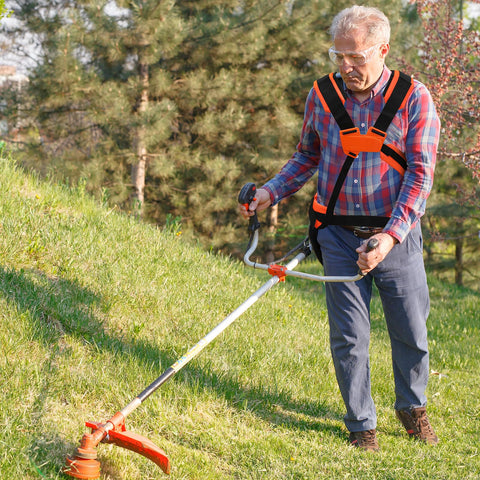 VIABRICO ergonomic grass trimming harness stabilizes weight during heavy tasks