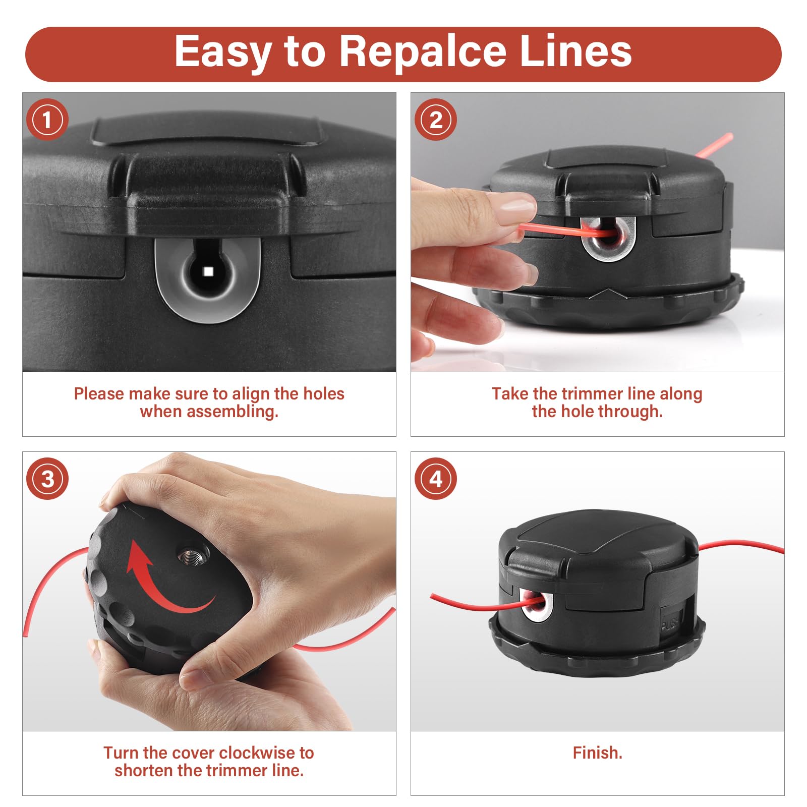 VIABRICO rugged trimmer head designed for up to 10,000 RPM operation.