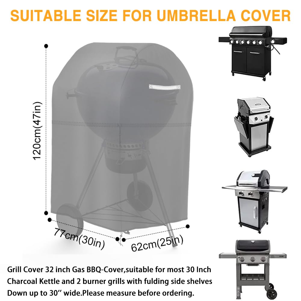 Viadom 30-inch grill cover buckle system keeps cover tight during wind.