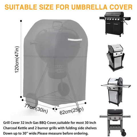 Viadom 30-inch grill cover buckle system keeps cover tight during wind.