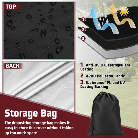 Viadom cover with bottom cord and lid ensures secure fit.