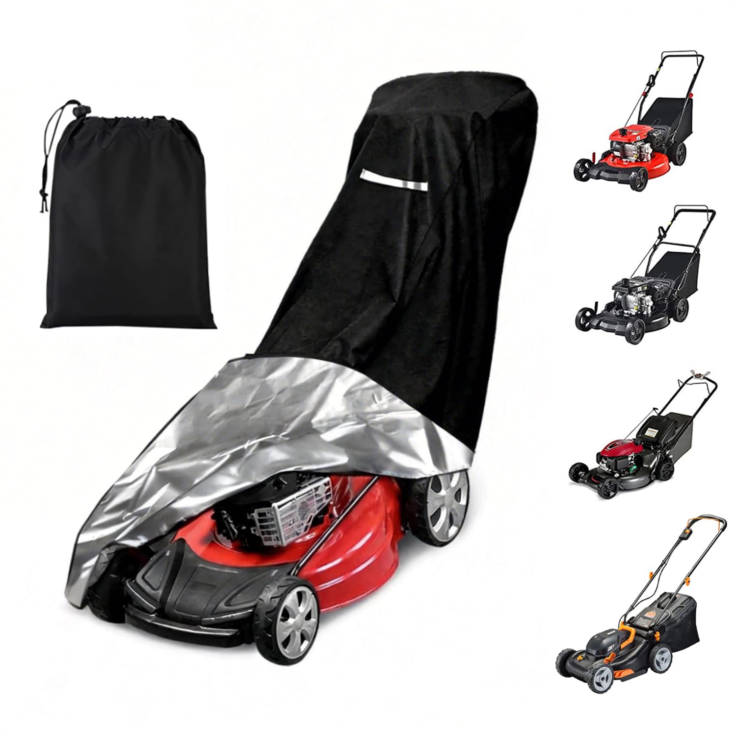 Viadom lawn mower cover provides waterproof durability for outdoor protection.